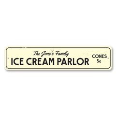 Ice Cream Parlor Sign, Personalized Cones 5 Cents Ice Cream Shop – Aluminum