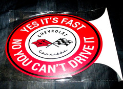 CHEVROLET CORVETTE – Yes It Is Fast – Double-Sided Metal Flange Sign #01a NEW**