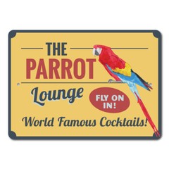 Parrot Lounge Sign, Parrot Lover, Parrot Owner Aluminum Metal Decor Sign