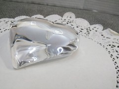 Steuben Crystal HEART SHAPED Clear Art Glass Signed Heavy PAPERWEIGHT