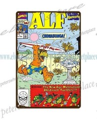 1990 ALF Annual New Age Melmutant Abstract Turtles metal tin sign wall art metal