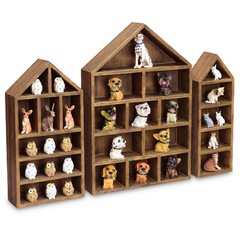 Neuxi House-Shaped Wooden Shadow Cubby Box Display Shelf Organizer, Set of 3