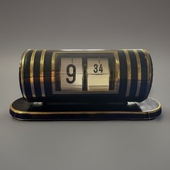 1950’s Germany Kohler 7 Jewel Horizontal Cylinder Flip Clock in Art Deco Style