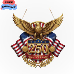 USA 250th Anniversary Door Hanger Patriotic Eagle 1776-2026 Wooden Sign