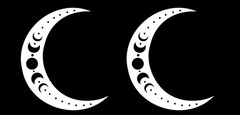 Moon Phases on a Moon Two Pack 5″ White Vinyl Decal Vehicles Windows