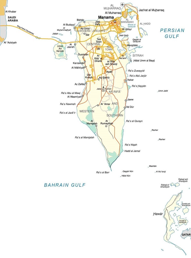 Bahrain Road Map GLOSSY POSTER PICTURE PHOTO PRINT BANNER 12213