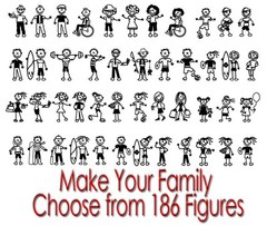 FAMILY FIGURES MOM DAD KIDS PETS CUSTOM CAR WIDOW VINYL DECAL STICKER (FS-11)