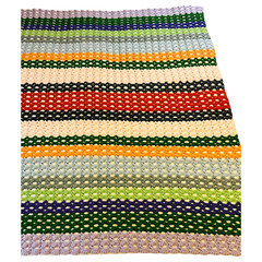 Handmade Multicolor Crochet Throw w/ Same White Pattern On Reverse 59″ x 44″