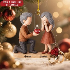 Custom “She Said Yes” Proposal Ornament – Personalized Couple Engagement Gift