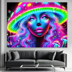 Glow in the Dark Blacklight Tapestry 78×59″ UV Reactive Wall Hanging Decor – Tri