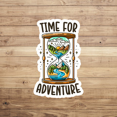 Time for adventure sticker vinyl decal hourglass nature hiking outdoor novelty