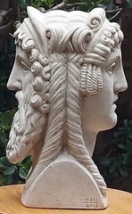 Hand Made Divine Father Janus Sculpture Two Faced Roman Mythology Italian 35cm