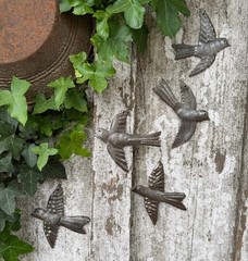 Metal Birds (Set of 5) Handmade, Fair Trade, Recycled Haitian Wall Décor 4″x5″