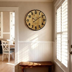 Farmhouse 24 Inch Extra Large Decorative Wall Clock with Metal Circle, Oversi…