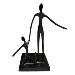 Modern “Ballet Dancers” Sculpture Black Metal Abstract Bodrul Khalique Style 10″