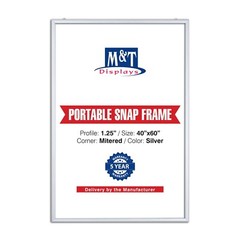 Portable Snap Poster Frame 1.25″ Aluminum Front Loading Wall Mount 40×60 Silver