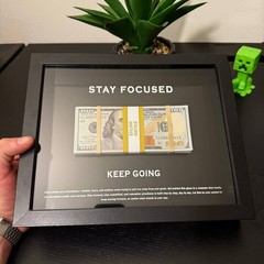 Motivational Money Frame ”STAY FOCUSED’ cash motivational Gift Luxury Decor