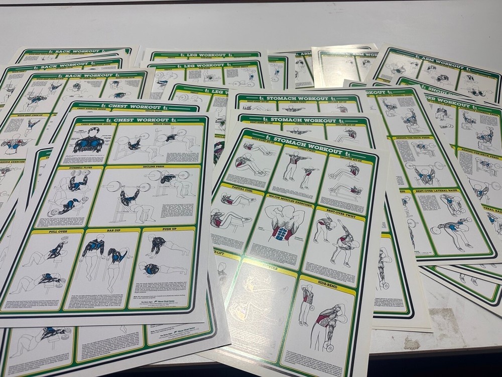 1984 Vintage Bruce Algra Weight Training (set of 7 posters)- Fitnus Chart Series