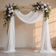 1 Panel White Wedding Arch Draping Fabric Chiffon Sheer Drapes 29 In x 20 FT