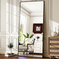 71″x26″ Full Length Mirror with Stand Black Floor Mirror