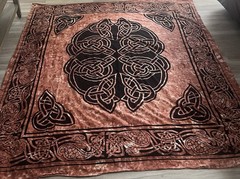 VTG 100% Cotton Textile Celtic Knot Design Wall Art Decor Full 77”x86” India