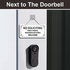 (2 Pack) Wooden No Soliciting 10×5 inches, Sign White