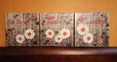 Inspirational Floral Butterfly Wall Plaques Set of 3 Canvas Wood