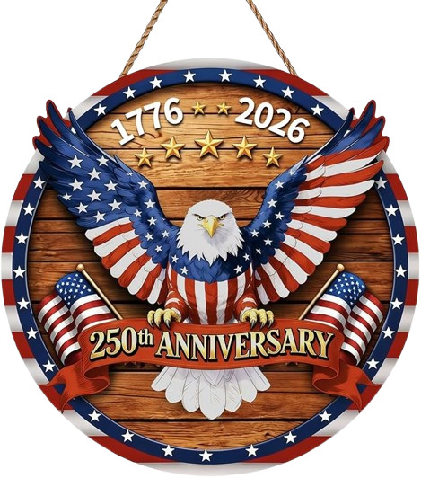 USA 250Th Anniversary Decoration, Wooden 4Th of July Eagle Door Sign 1776-2026 F