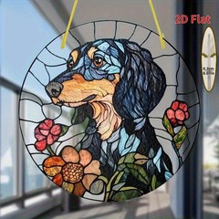 Colorful Dachshund Flower Acrylic Suncatcher Dog Mom Home Wall Decoration Gift
