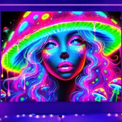 Glow in the Dark Blacklight Tapestry 78×59″ UV Reactive Wall Hanging Decor – Tri