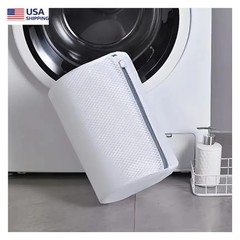 Shoe Laundry Bag White Mesh Zipper Washing Bag Size M Washer Protector