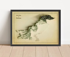 Pakistan Map, Pakistan 2D Relief Map, Pakistan Vintage Map – 2D Flat