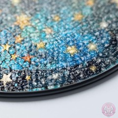 Moon and Stars Stained Glass Suncatcher – Celestial Round Hanging Window Panel