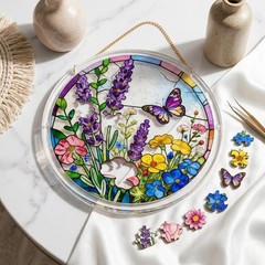 Charming Butterfly Acrylic Puzzle Suncatcher, DIY Suncatcher Puzzle Kit Window