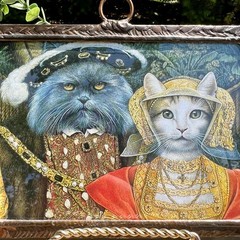 Unique Vintage Cat Art Metal Hanging Mirror