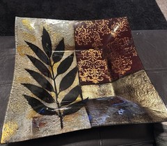 Heavy Glass Decorative Leaf Tray For Home Decor 
