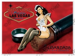 SUGARDADS Las Vegas Nevada MARTINI & CIGAR BAR Art Print Poster Pinup Girl Ad