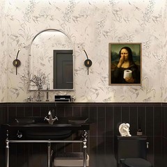 Funny Mona Lisa Pinch My Nose Museum Print Wall Art Canvas Bathroom Decor Framed