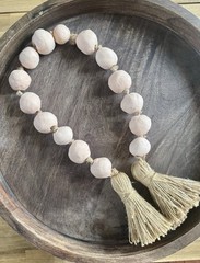 Chunky Clay Large Beads Rope 34″‘ Balls Tassel BOHO Ethnic Decor Handmade