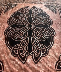 VTG 100% Cotton Textile Celtic Knot Design Wall Art Decor Full 77”x86” India