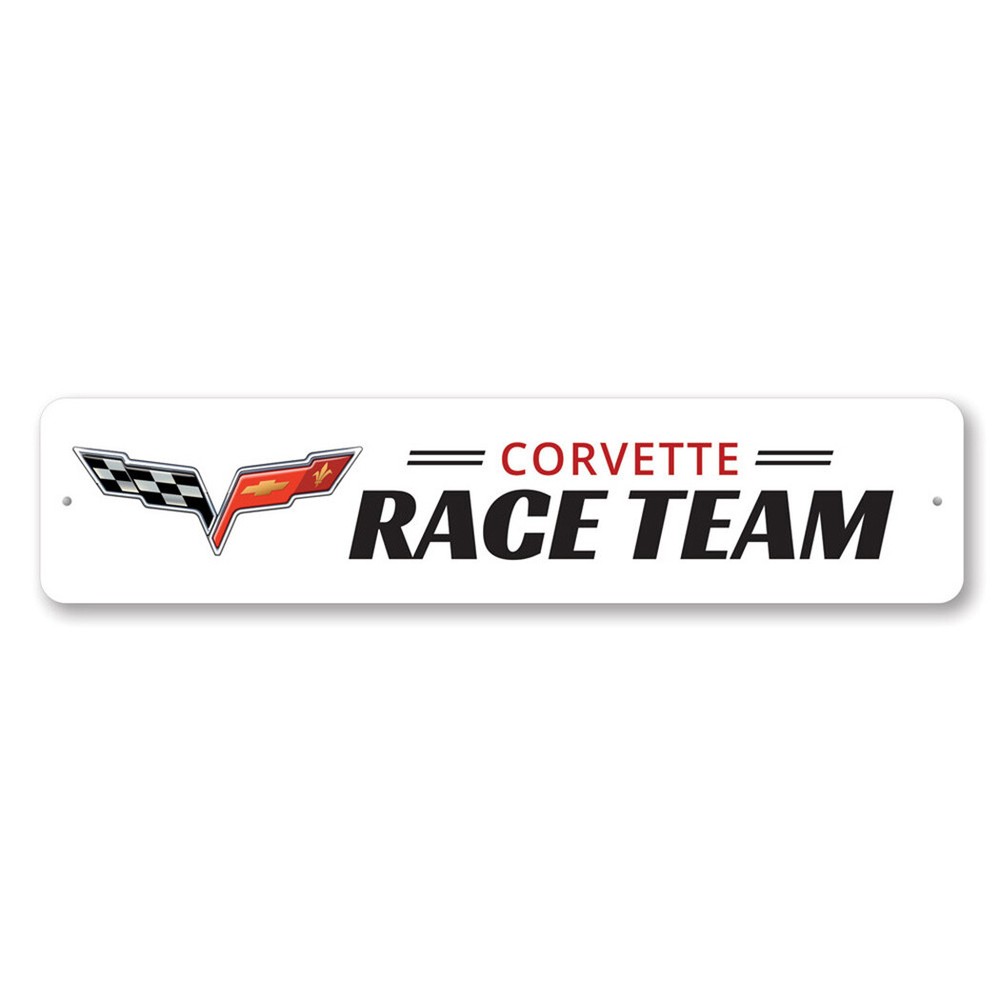 Corvette Race Team Sign Man Cave Chevy Garage Metal Personalized Wall Decor