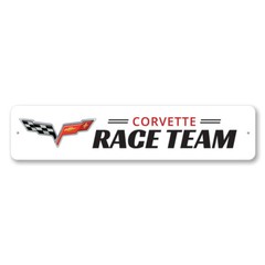 Corvette Race Team Sign Man Cave Chevy Garage Metal Personalized Wall Decor