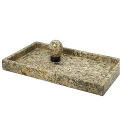 Fossil Stone Desk Tray Egg Paperweight Set Beige Fossilized Pakistan Stone Decor