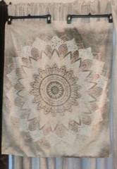 Mandala Bohemian Tapestry wall hanging Beige pink White Vertical 35inx29in