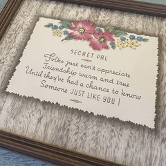 Vtg Secret Pal Friend Gift Edgar Guest Buzza Framed Poem Art Deco Pink Flowers