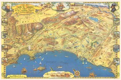 1953 Roads To Romance Southern California Old Map Wall Art Home – POSTER 20″x30″