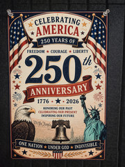 250th Anniversary America Sign 1776-2026 Patriotic USA Metal 8×12