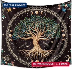 Tree of Life Fantasy Forest Tapestry Vintage Boho Mandala Tapestries for Bedroom