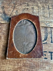 Vintage lot of 5 various silver and leather empty picture frames.