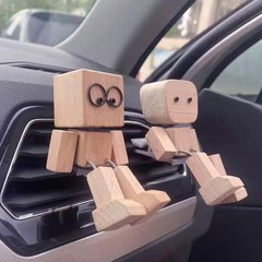 Wooden Man Figurine Shaking Wooden Man Figure Decoration Desktop KU